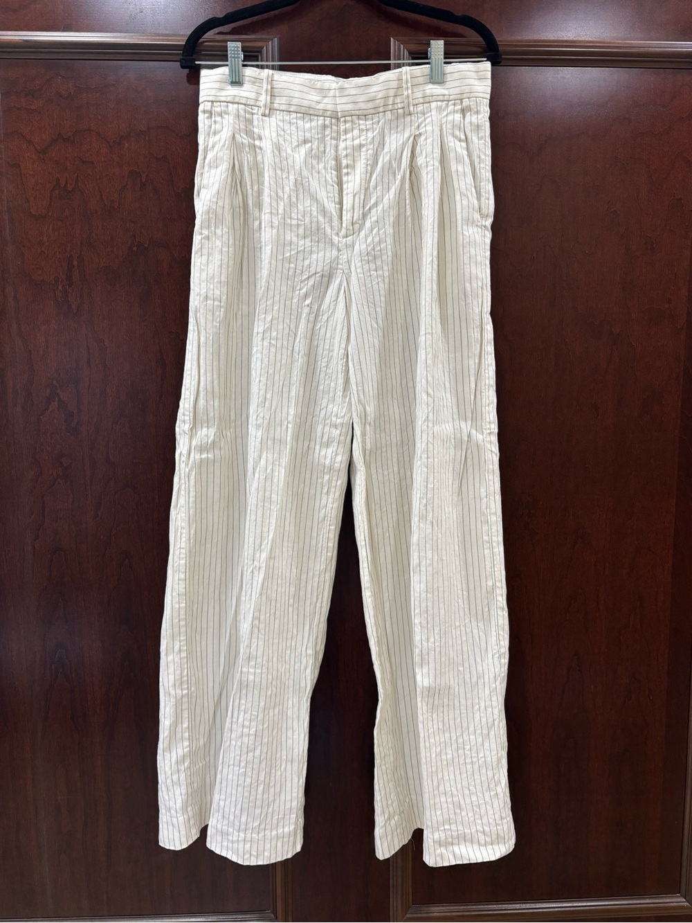 Madewell size 2 wide leg Cream Pinstripe Casual Pants